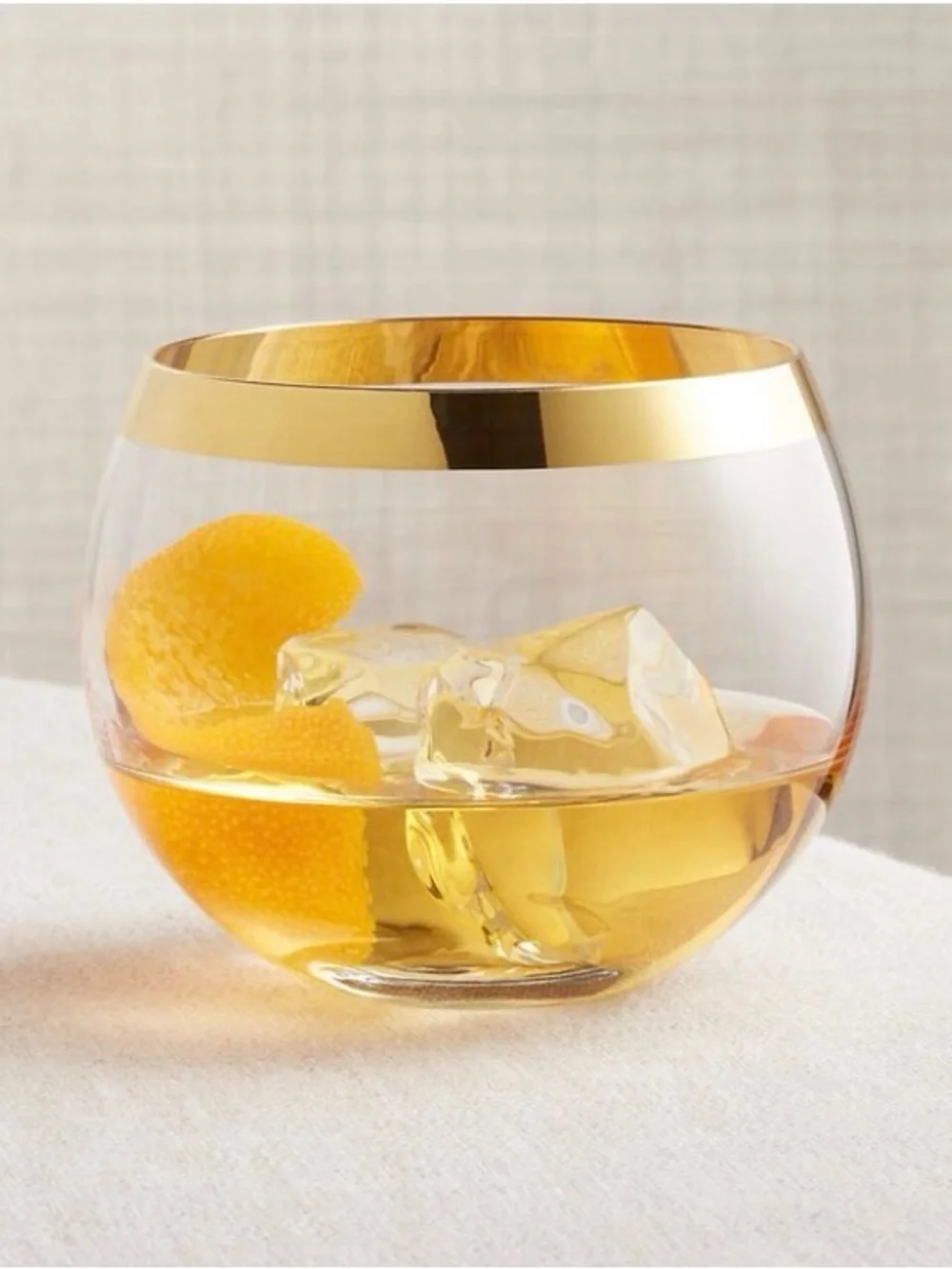 Set of Crate & Barrel Pryce Gold Rocks Glasses